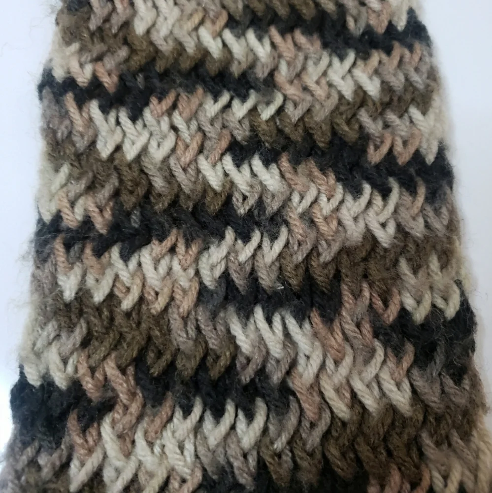 Neutral Earth Colors Handcrafted Crochet Scarf with Fringe Edges